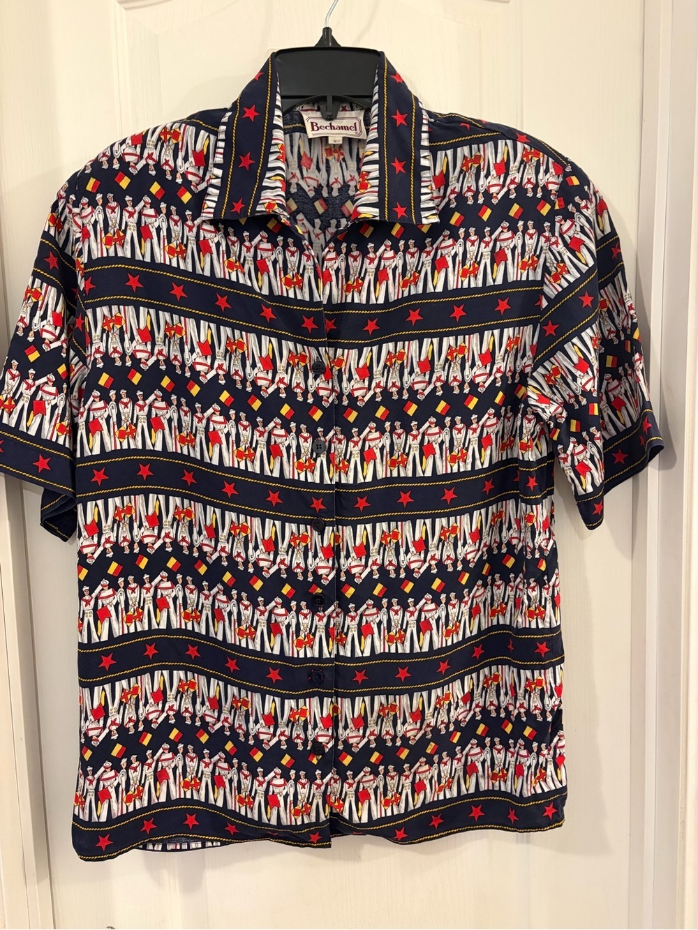 Bechamel Navy Short-Sleeve Patterned Sailor Shirt and Shirt